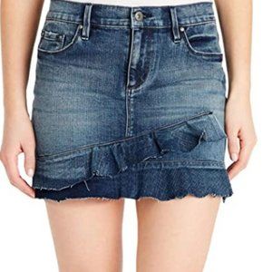 Womens Kiss Me Denim Ruffled Denim Skirt